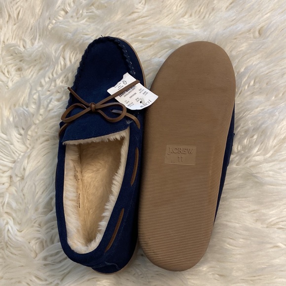 J.Crew Man Moccasin Slippers navy blue brand new with tag size 11 leather upper - Picture 8 of 16